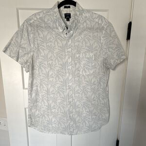 J.CREW Flex Washed Slim Blue Floral Cotton Short Sleeve Button-Up Shirt Men's L